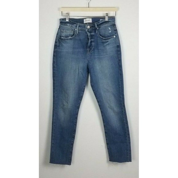 Frame Sz. 26 Le Original Skinny Mix Pocket Button Fly Jeans Raw Hem Rambla Rock - Picture 1 of 9